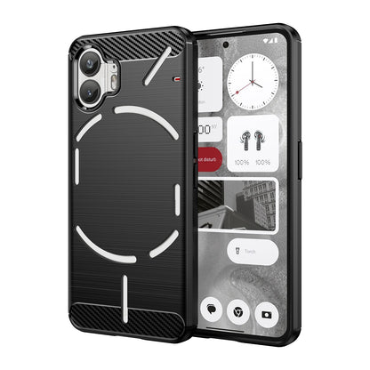 Nothing Phone 2 Carbon Fiber Brushed Texture TPU Protective Phone Case Shockproof Slim Cover