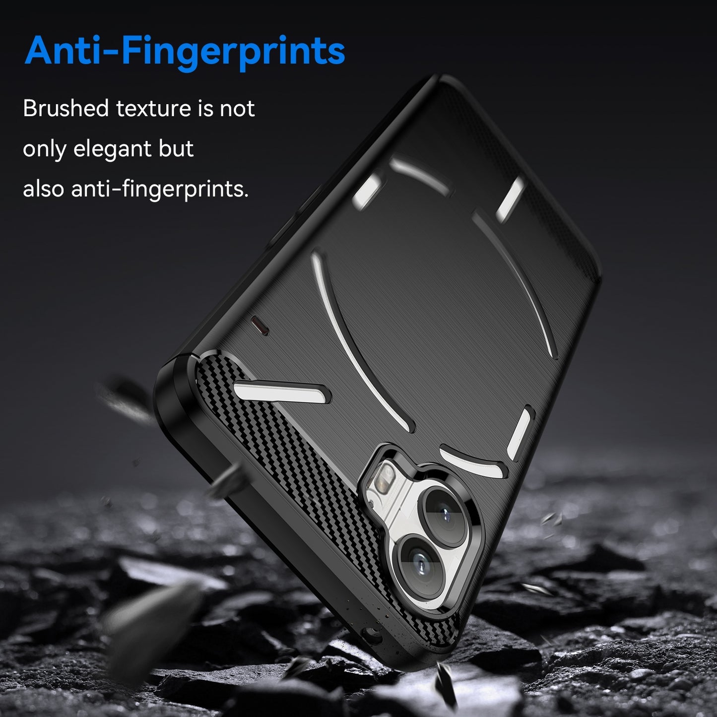 Nothing Phone 2 Carbon Fiber Brushed Texture TPU Protective Phone Case Shockproof Slim Cover