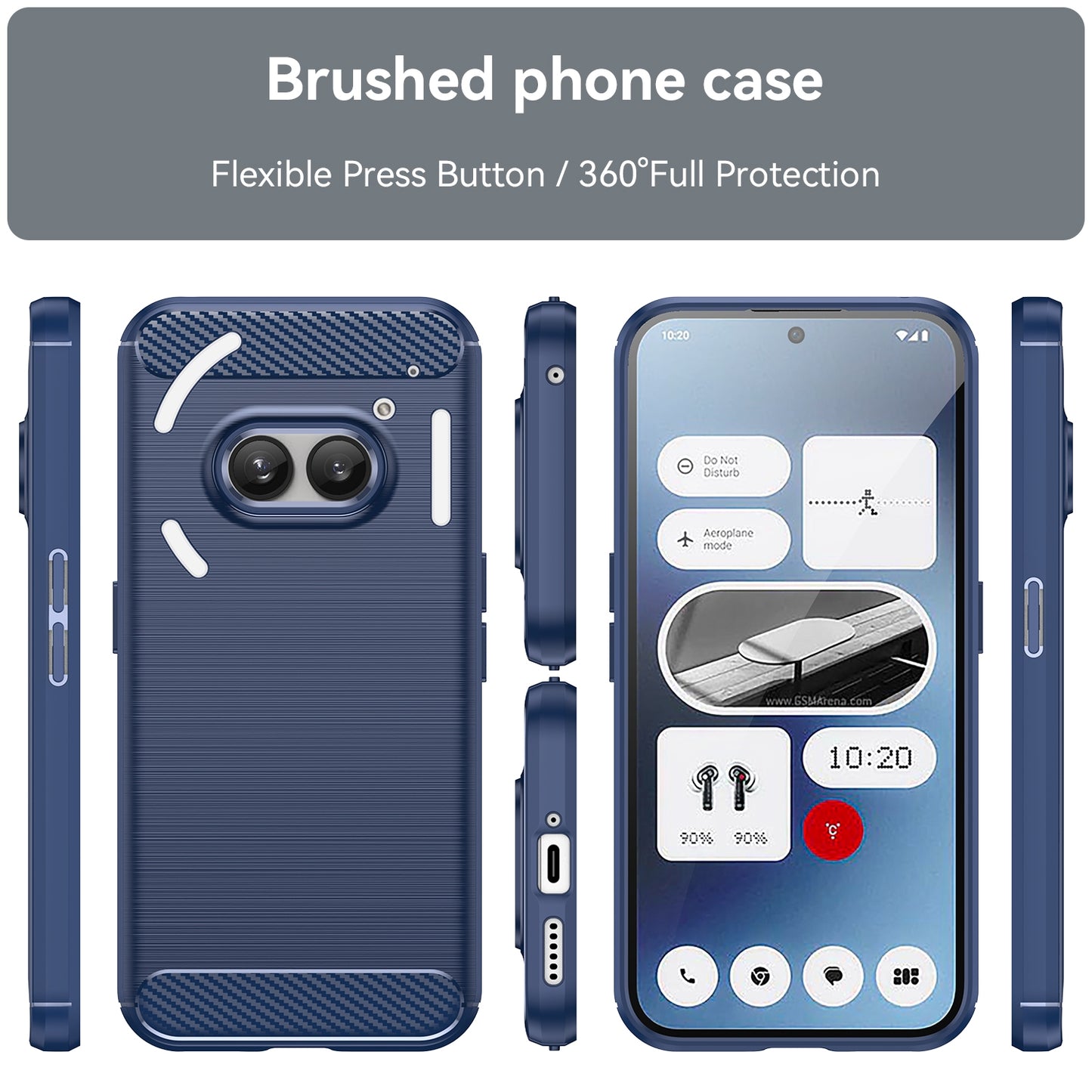 Nothing Phone 2a Carbon Fiber Brushed Texture TPU Protective Phone Case Shockproof Slim Cover