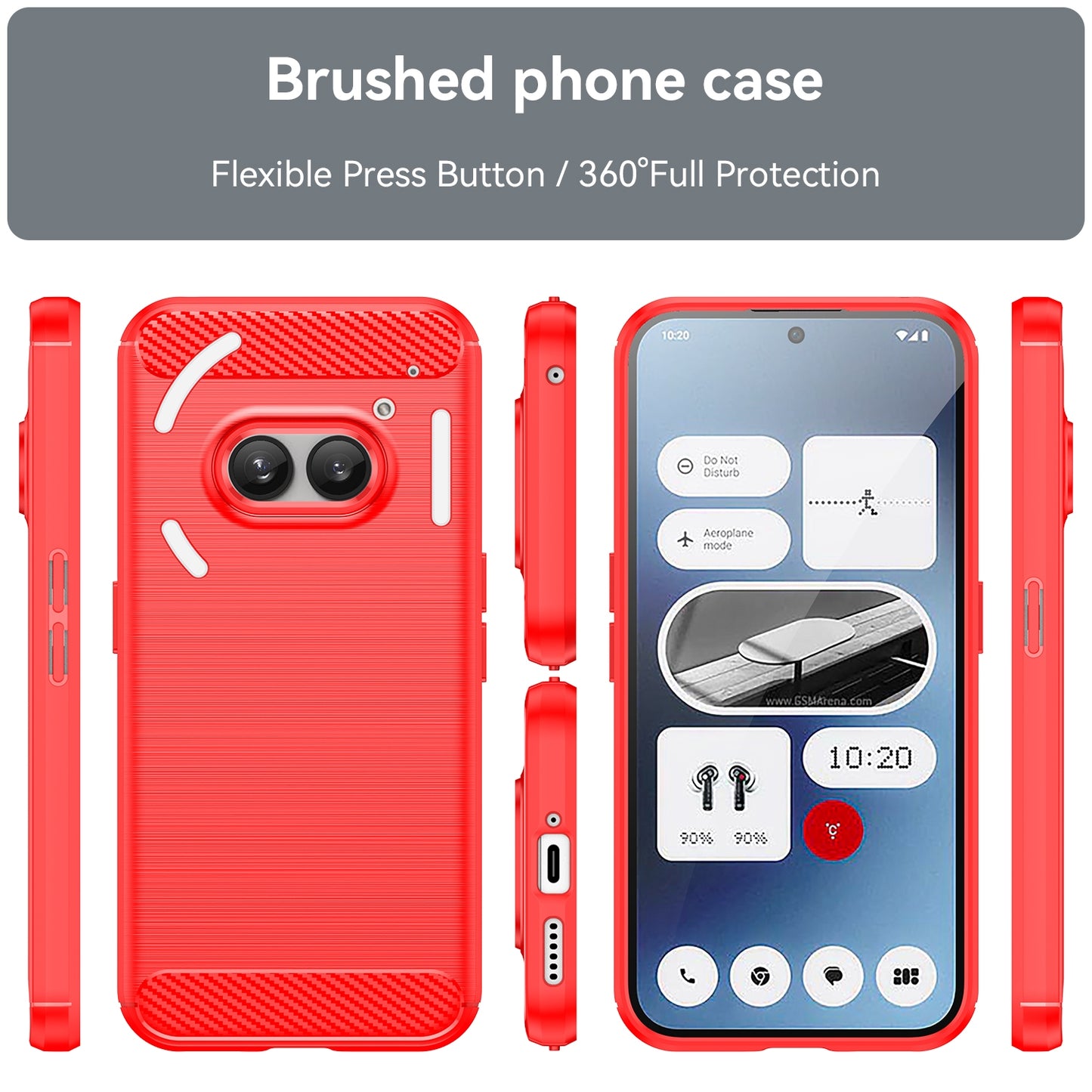 Nothing Phone 2a Carbon Fiber Brushed Texture TPU Protective Phone Case Shockproof Slim Cover