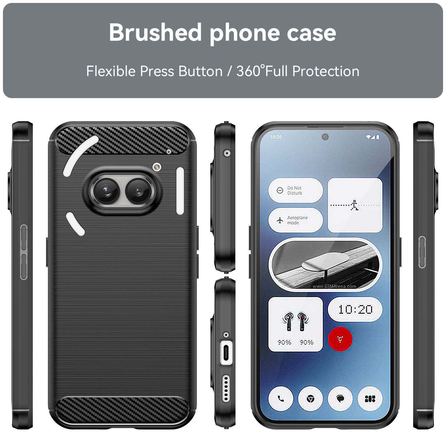 Nothing Phone 2a Carbon Fiber Brushed Texture TPU Protective Phone Case Shockproof Slim Cover