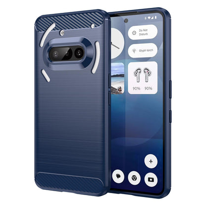 Nothing Phone 3a Carbon Fiber Brushed Texture TPU Protective Phone Case Shockproof Slim Cover