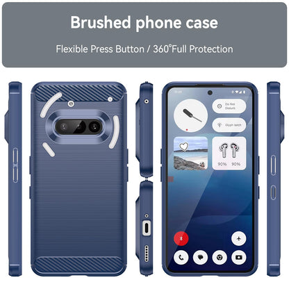 Nothing Phone 3a Carbon Fiber Brushed Texture TPU Protective Phone Case Shockproof Slim Cover