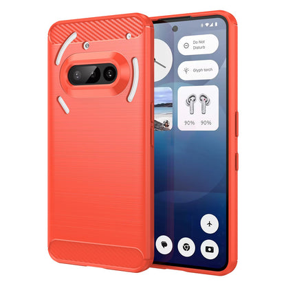 Nothing Phone 3a Carbon Fiber Brushed Texture TPU Protective Phone Case Shockproof Slim Cover
