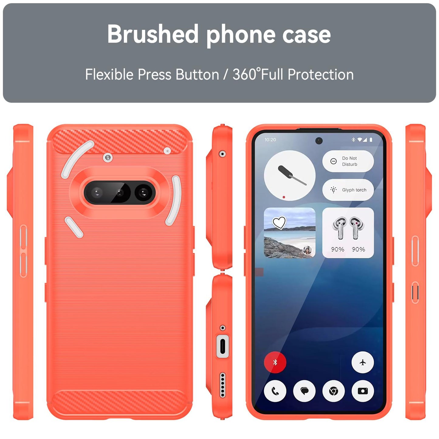 Nothing Phone 3a Carbon Fiber Brushed Texture TPU Protective Phone Case Shockproof Slim Cover