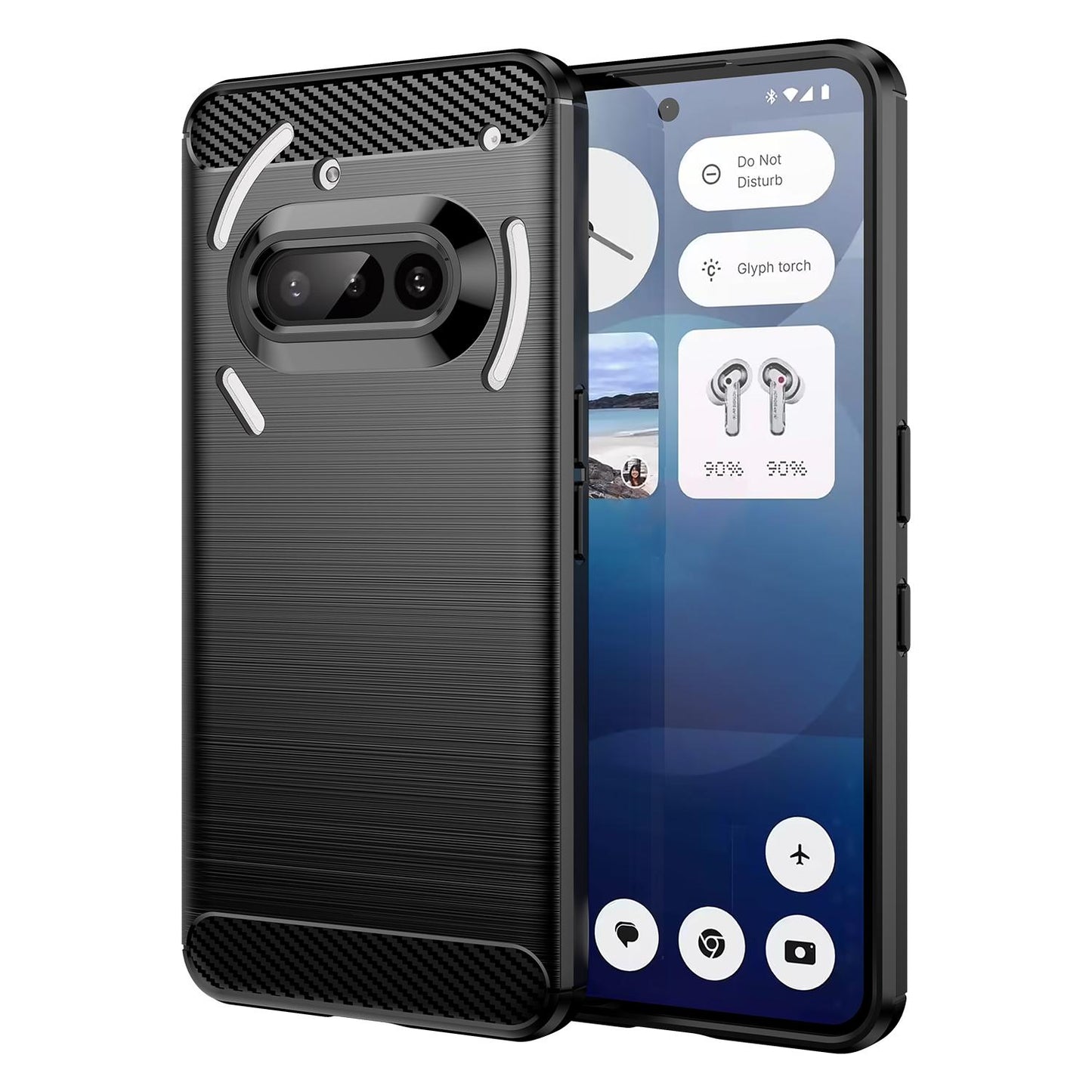 Nothing Phone 3a Carbon Fiber Brushed Texture TPU Protective Phone Case Shockproof Slim Cover