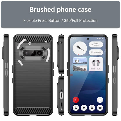 Nothing Phone 3a Carbon Fiber Brushed Texture TPU Protective Phone Case Shockproof Slim Cover