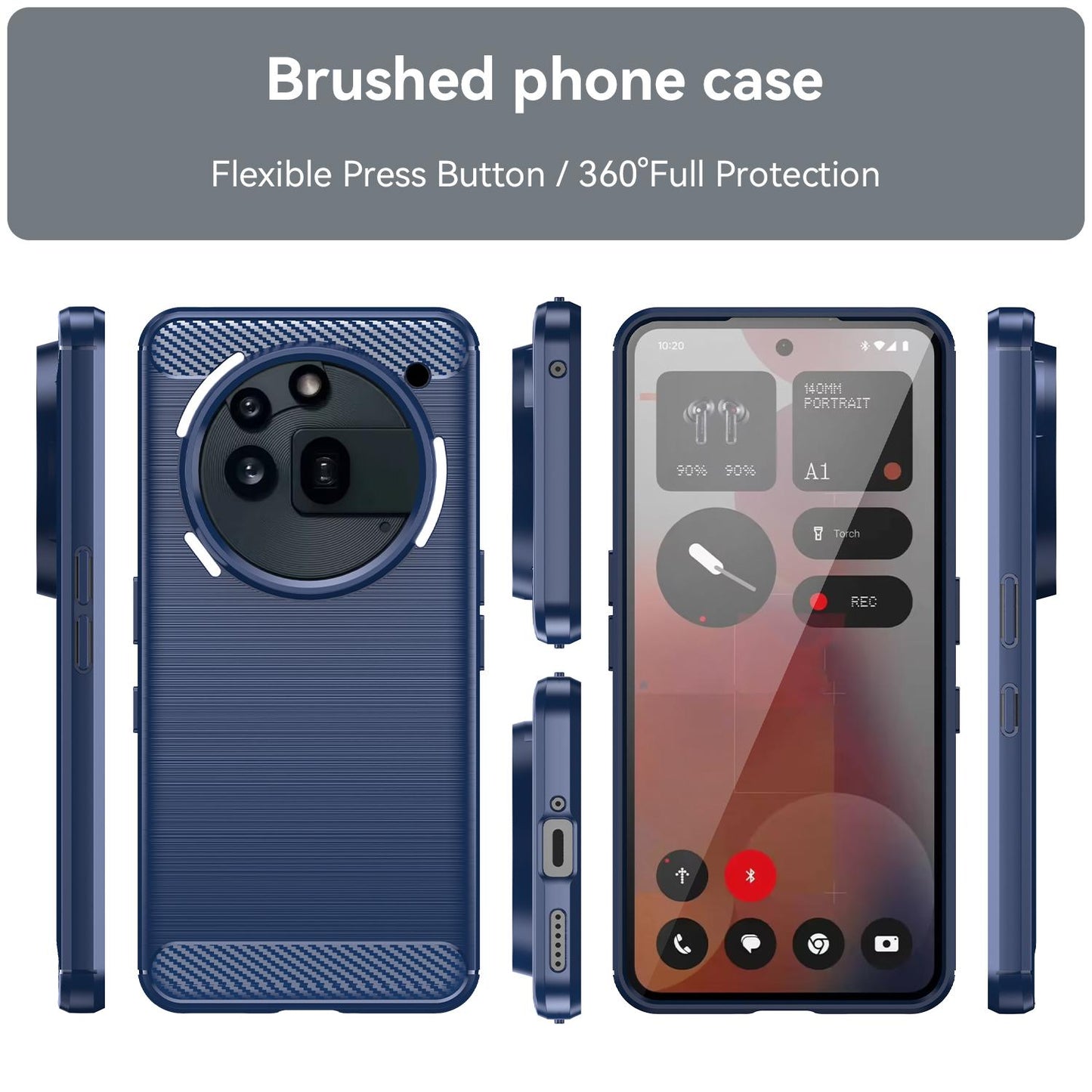 Nothing Phone 3a Pro Carbon Fiber Brushed Texture TPU Protective Phone Case Shockproof Slim Cover