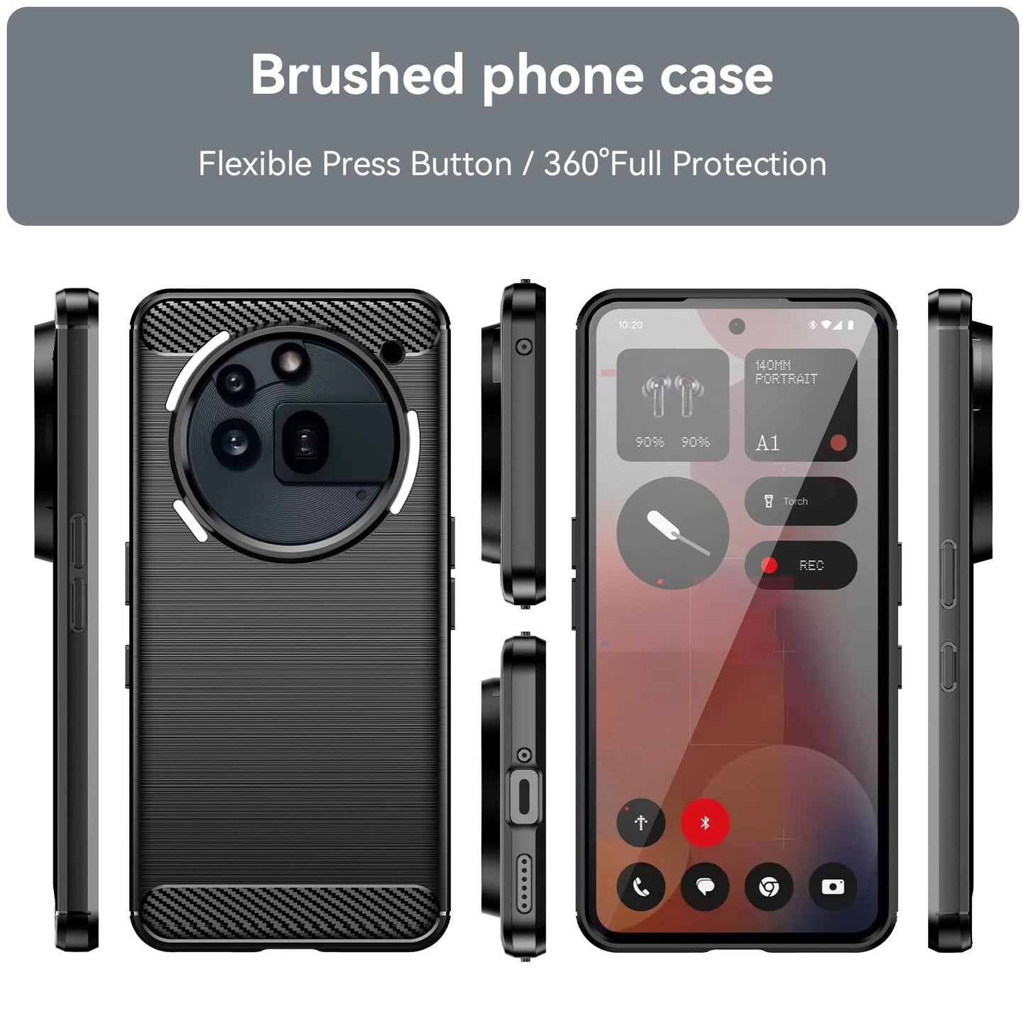 Nothing Phone 3a Pro Carbon Fiber Brushed Texture TPU Protective Phone Case Shockproof Slim Cover