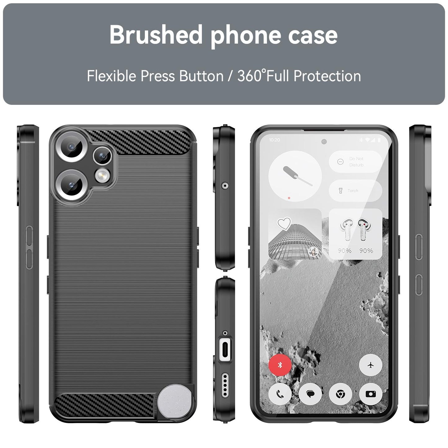 Nothing CMF Phone 2 Pro Carbon Fiber Brushed Texture TPU Protective Phone Case Shockproof Slim Cover