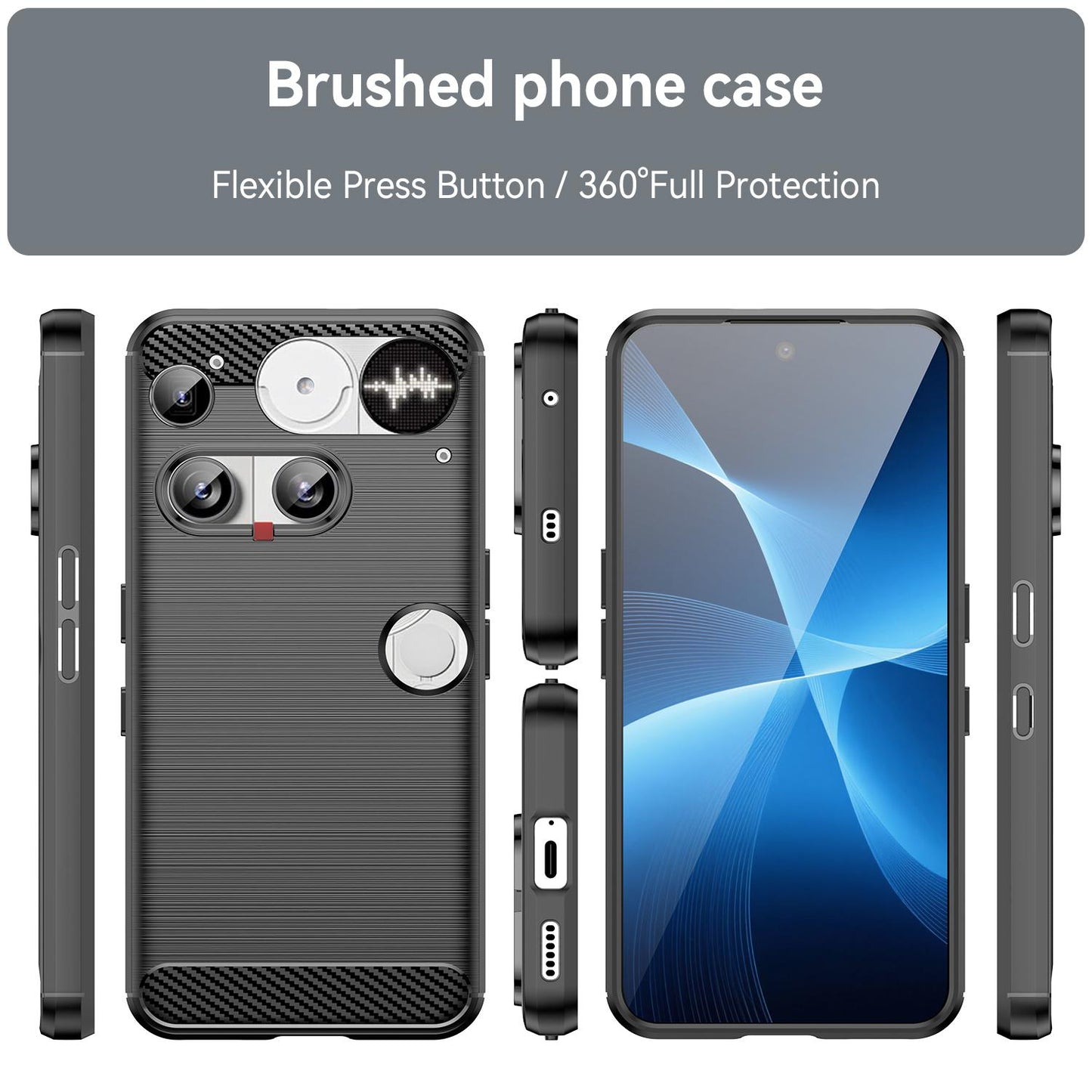 Nothing Phone 3 Carbon Fiber Brushed Texture TPU Protective Phone Case Shockproof Slim Cover