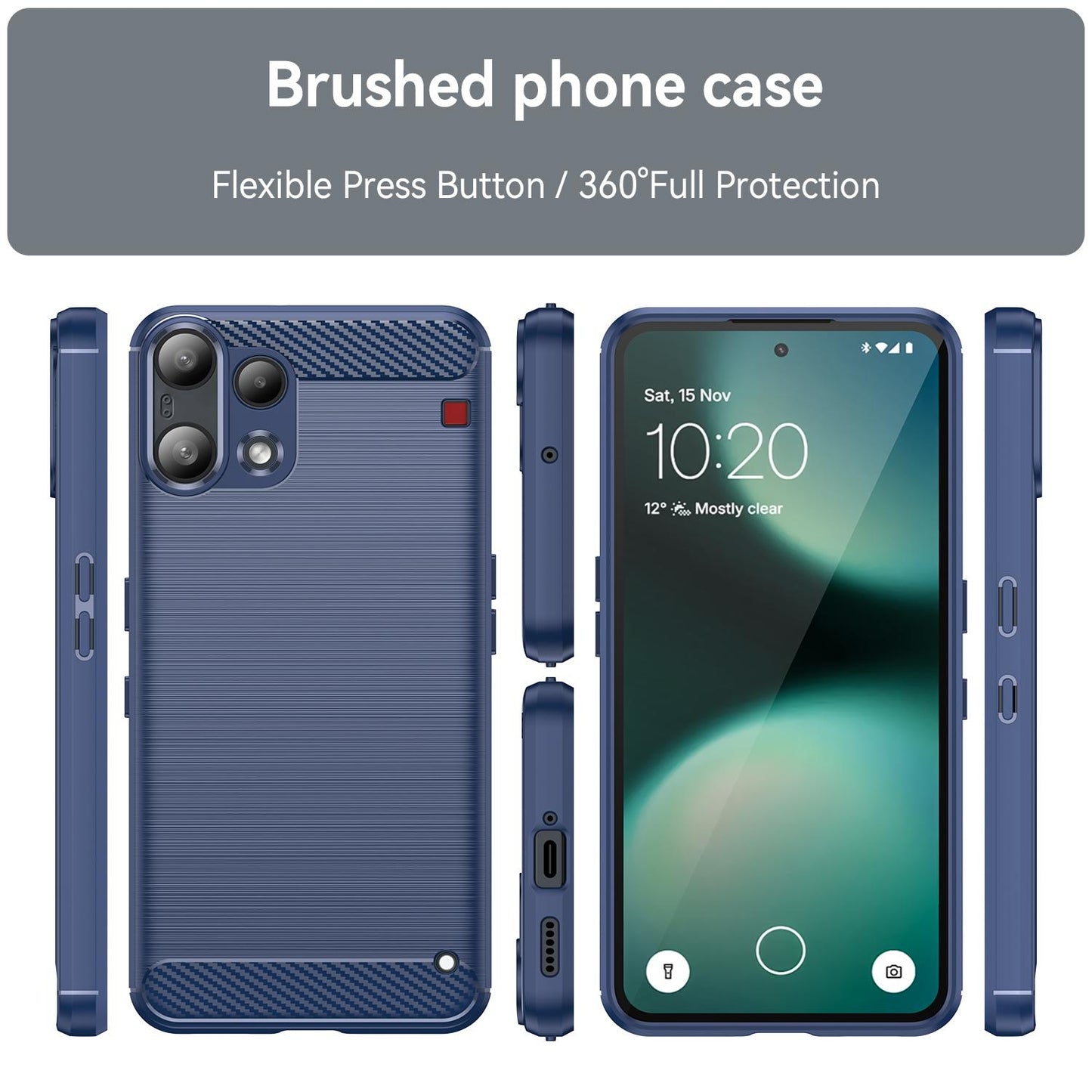 Nothing Phone 3a Lite Carbon Fiber Brushed Texture TPU Protective Phone Case Shockproof Slim Cover