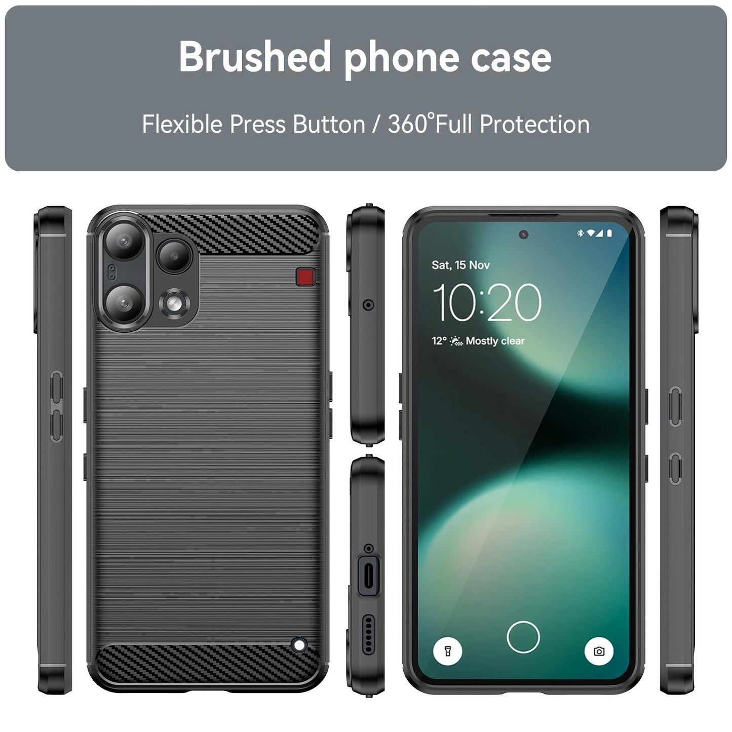 Nothing Phone 3a Lite Carbon Fiber Brushed Texture TPU Protective Phone Case Shockproof Slim Cover