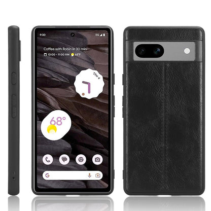 Google Pixel 7a Cow Pattern Sewing Back Cover Phone Case - Premium PU Leather Texture PC + TPU Shockproof Protective Case, Scratch Resistant Slim Lightweight Anti-Fingerprint Full Coverage Mobile Cover