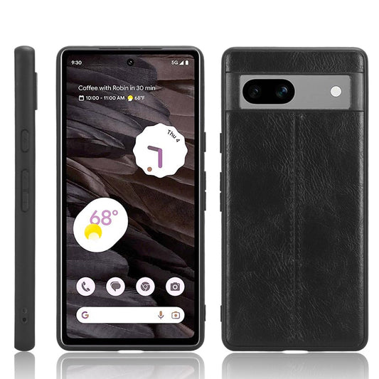Google Pixel 7a Cow Pattern Sewing Back Cover Phone Case - Premium PU Leather Texture PC + TPU Shockproof Protective Case, Scratch Resistant Slim Lightweight Anti-Fingerprint Full Coverage Mobile Cover