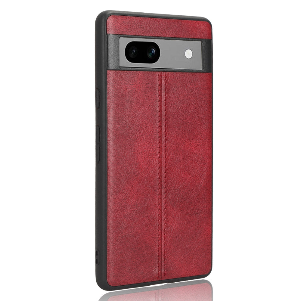 Google Pixel 7a Cow Pattern Sewing Back Cover Phone Case - Premium PU Leather Texture PC + TPU Shockproof Protective Case, Scratch Resistant Slim Lightweight Anti-Fingerprint Full Coverage Mobile Cover