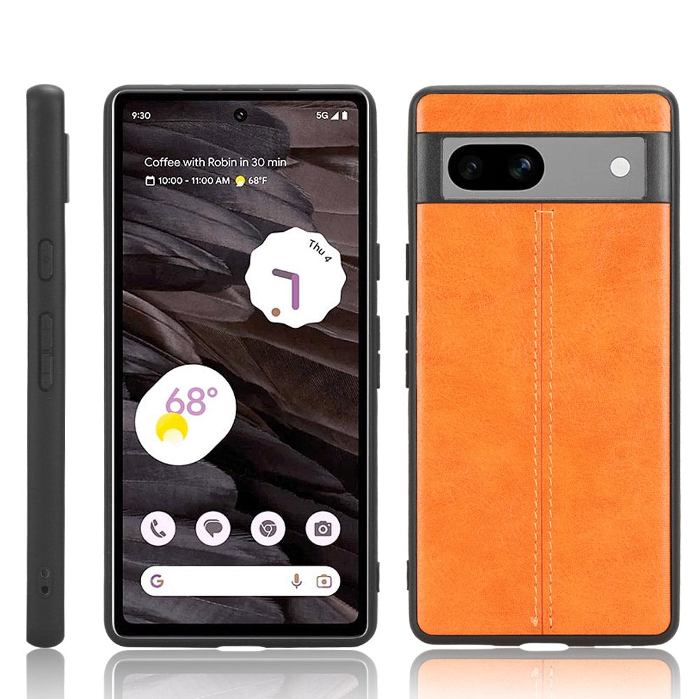Google Pixel 7a Cow Pattern Sewing Back Cover Phone Case - Premium PU Leather Texture PC + TPU Shockproof Protective Case, Scratch Resistant Slim Lightweight Anti-Fingerprint Full Coverage Mobile Cover