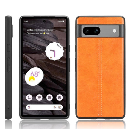Google Pixel 7a Cow Pattern Sewing Back Cover Phone Case - Premium PU Leather Texture PC + TPU Shockproof Protective Case, Scratch Resistant Slim Lightweight Anti-Fingerprint Full Coverage Mobile Cover