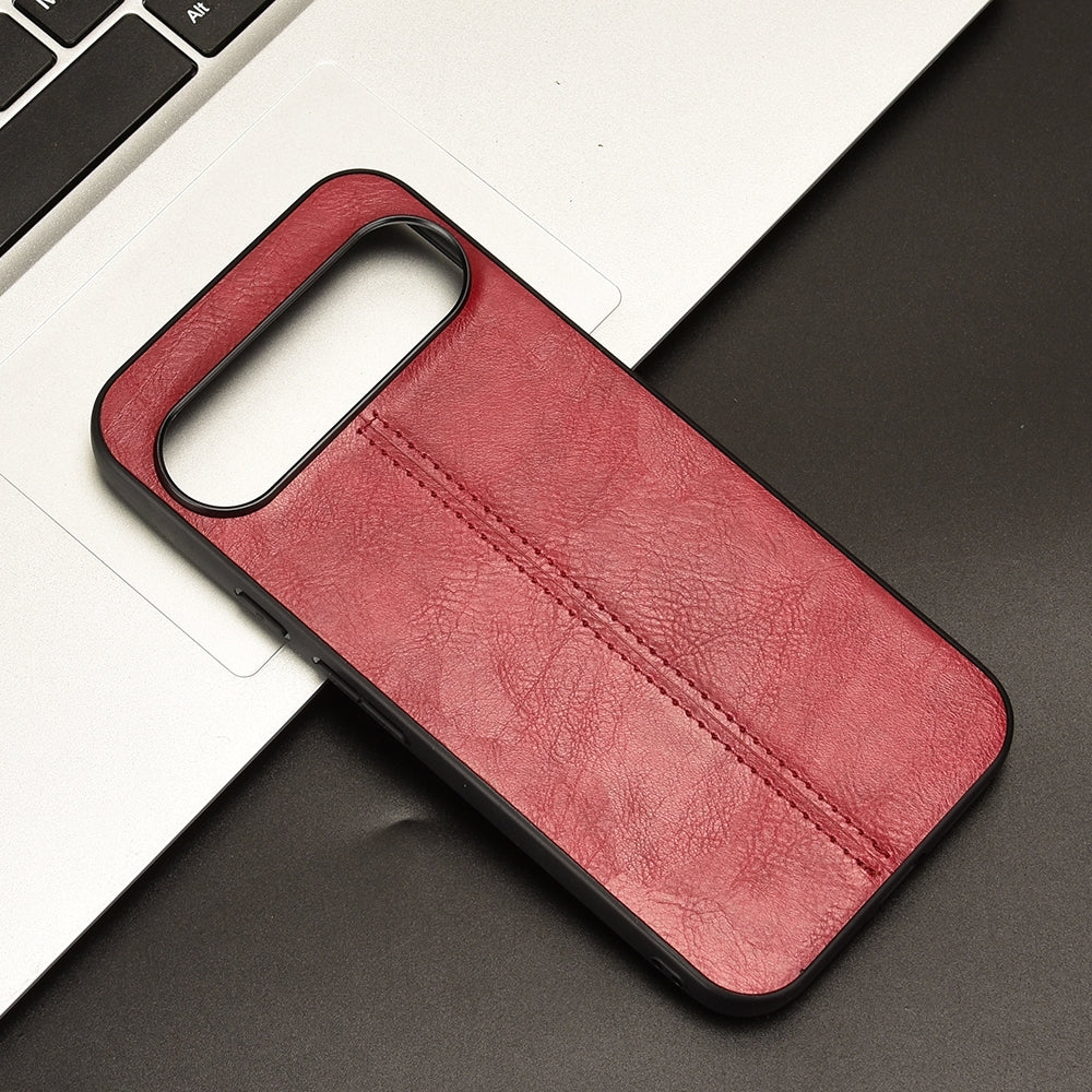 Google Pixel 9 Pro XL Cow Pattern Sewing Back Cover Phone Case - Premium PU Leather Texture PC + TPU Shockproof Protective Case, Scratch Resistant Slim Lightweight Anti-Fingerprint Full Coverage Mobile Cover