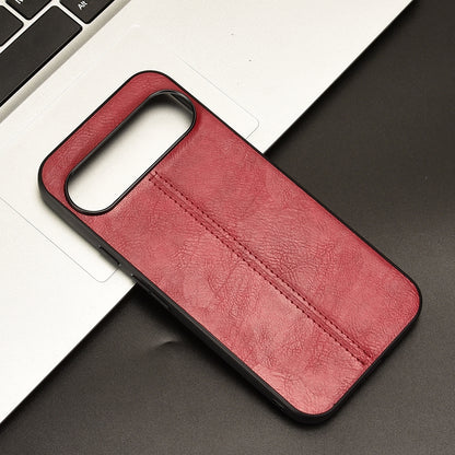 Google Pixel 9 Pro XL Cow Pattern Sewing Back Cover Phone Case - Premium PU Leather Texture PC + TPU Shockproof Protective Case, Scratch Resistant Slim Lightweight Anti-Fingerprint Full Coverage Mobile Cover