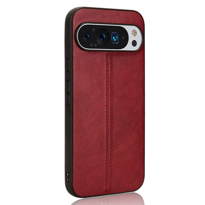 Google Pixel 9 Pro XL Cow Pattern Sewing Back Cover Phone Case - Premium PU Leather Texture PC + TPU Shockproof Protective Case, Scratch Resistant Slim Lightweight Anti-Fingerprint Full Coverage Mobile Cover