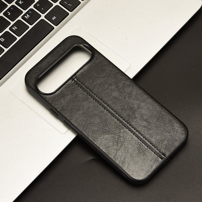Google Pixel 9 Pro Cow Pattern Sewing Back Cover Phone Case - Premium PU Leather Texture PC + TPU Shockproof Protective Case, Scratch Resistant Slim Lightweight Anti-Fingerprint Full Coverage Mobile Cover
