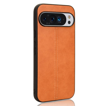 Google Pixel 9 Cow Pattern Sewing Back Cover Phone Case - Premium PU Leather Texture PC + TPU Shockproof Protective Case, Scratch Resistant Slim Lightweight Anti-Fingerprint Full Coverage Mobile Cover
