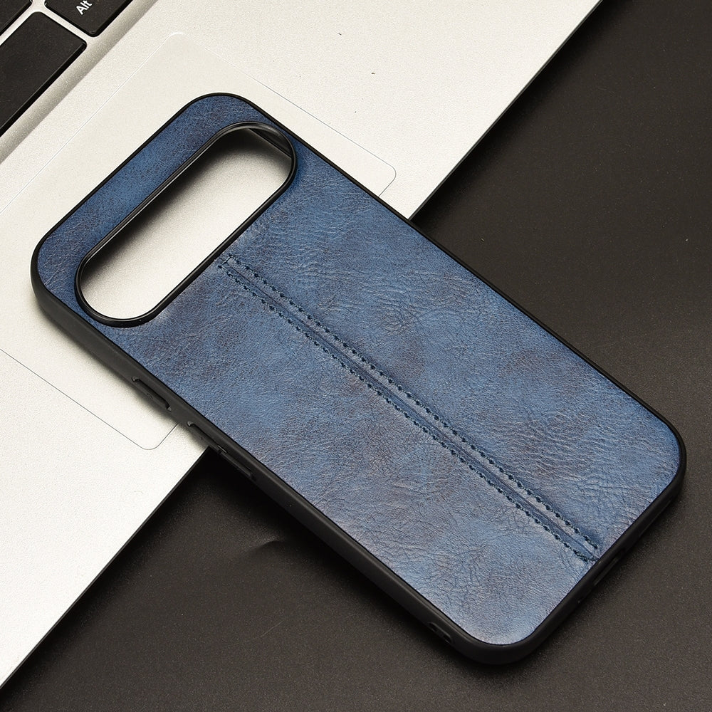 Google Pixel 9 Cow Pattern Sewing Back Cover Phone Case - Premium PU Leather Texture PC + TPU Shockproof Protective Case, Scratch Resistant Slim Lightweight Anti-Fingerprint Full Coverage Mobile Cover