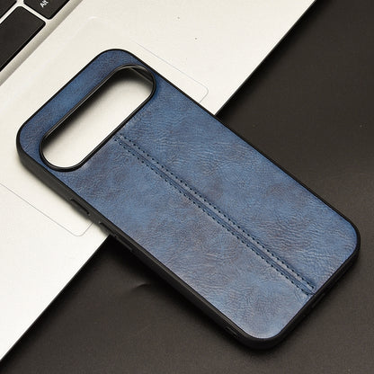 Google Pixel 9 Pro Cow Pattern Sewing Back Cover Phone Case - Premium PU Leather Texture PC + TPU Shockproof Protective Case, Scratch Resistant Slim Lightweight Anti-Fingerprint Full Coverage Mobile Cover