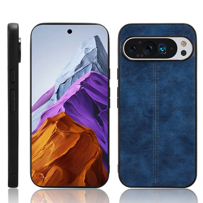 Google Pixel 9 Pro Cow Pattern Sewing Back Cover Phone Case - Premium PU Leather Texture PC + TPU Shockproof Protective Case, Scratch Resistant Slim Lightweight Anti-Fingerprint Full Coverage Mobile Cover