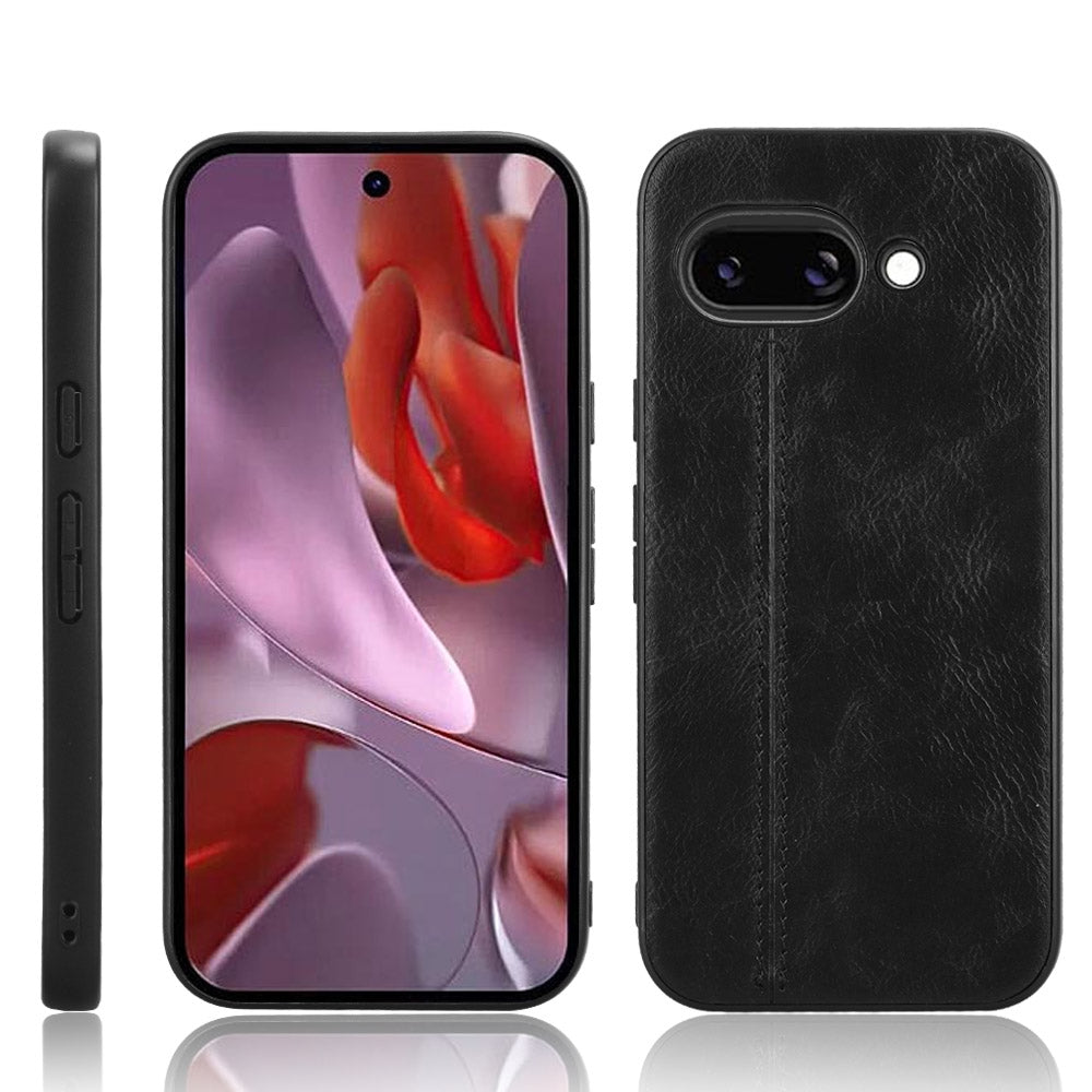Google Pixel 9a Cow Pattern Sewing Back Cover Phone Case - Premium PU Leather Texture PC + TPU Shockproof Protective Case, Scratch Resistant Slim Lightweight Anti-Fingerprint Full Coverage Mobile Cover