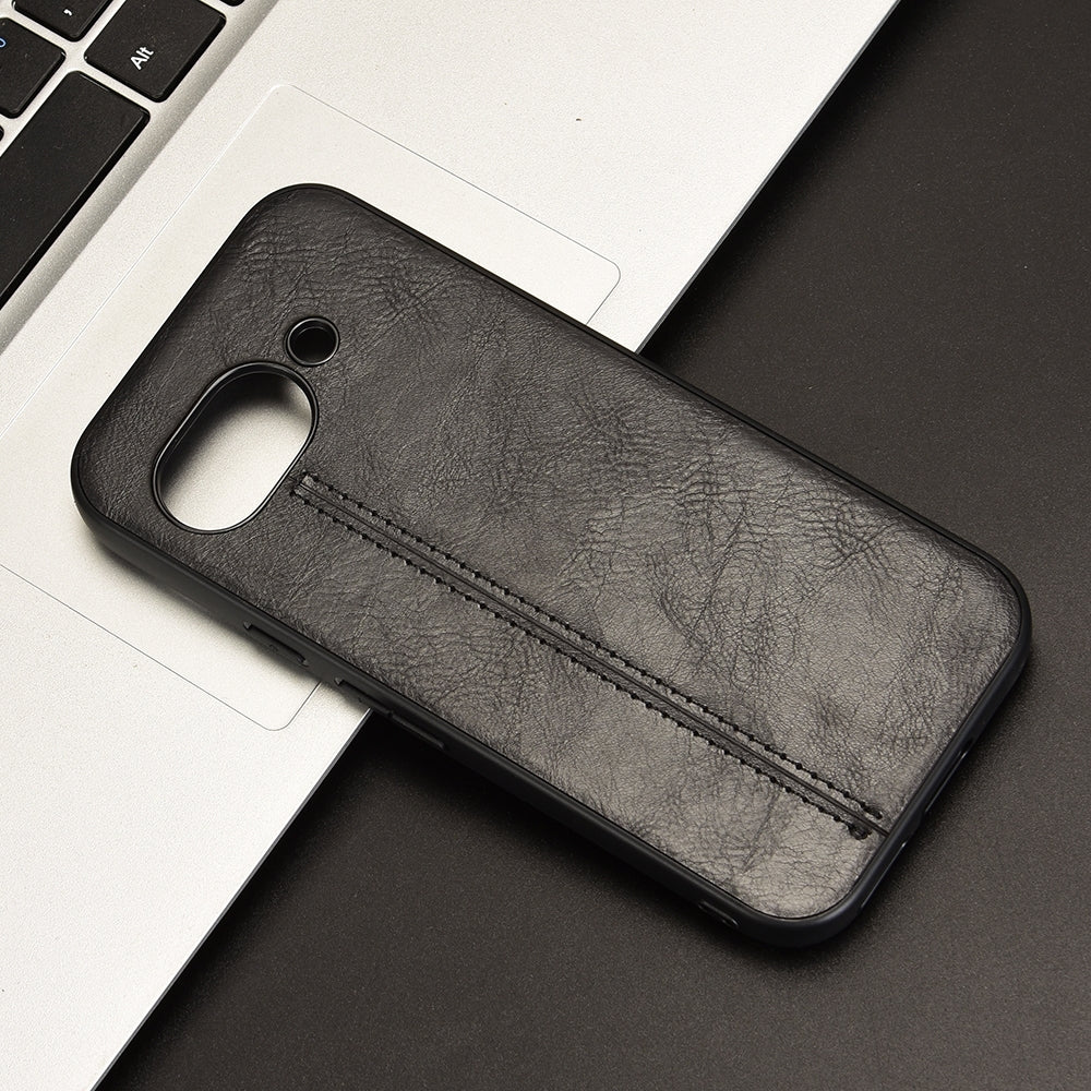 Google Pixel 9a Cow Pattern Sewing Back Cover Phone Case - Premium PU Leather Texture PC + TPU Shockproof Protective Case, Scratch Resistant Slim Lightweight Anti-Fingerprint Full Coverage Mobile Cover