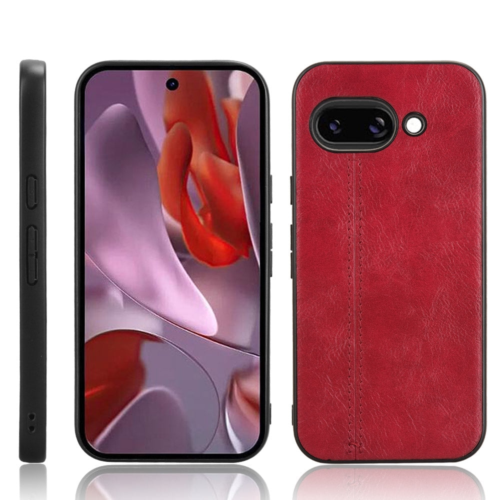 Google Pixel 9a Cow Pattern Sewing Back Cover Phone Case - Premium PU Leather Texture PC + TPU Shockproof Protective Case, Scratch Resistant Slim Lightweight Anti-Fingerprint Full Coverage Mobile Cover