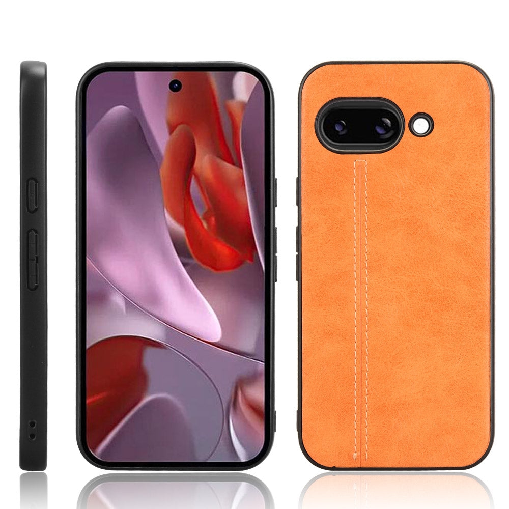 Google Pixel 9a Cow Pattern Sewing Back Cover Phone Case - Premium PU Leather Texture PC + TPU Shockproof Protective Case, Scratch Resistant Slim Lightweight Anti-Fingerprint Full Coverage Mobile Cover