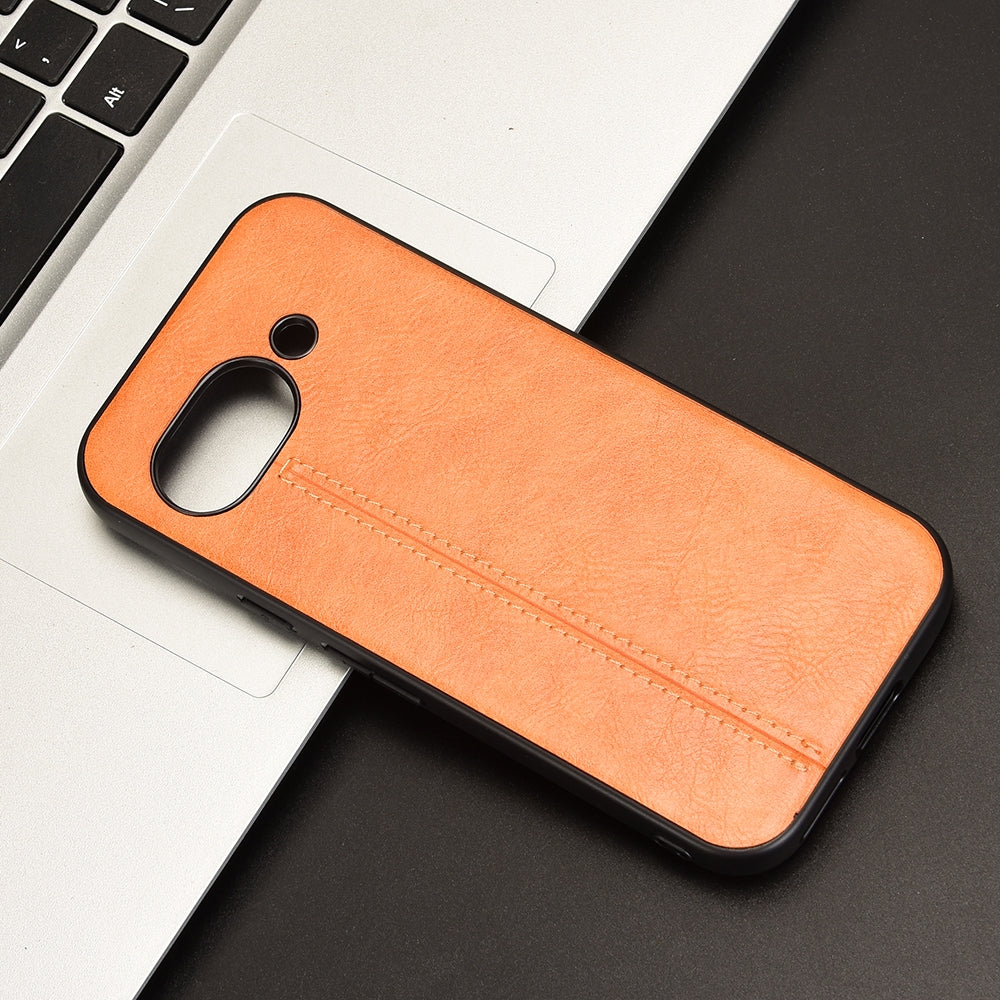 Google Pixel 9a Cow Pattern Sewing Back Cover Phone Case - Premium PU Leather Texture PC + TPU Shockproof Protective Case, Scratch Resistant Slim Lightweight Anti-Fingerprint Full Coverage Mobile Cover