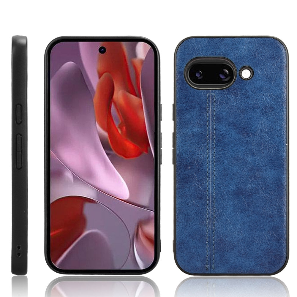 Google Pixel 9a Cow Pattern Sewing Back Cover Phone Case - Premium PU Leather Texture PC + TPU Shockproof Protective Case, Scratch Resistant Slim Lightweight Anti-Fingerprint Full Coverage Mobile Cover