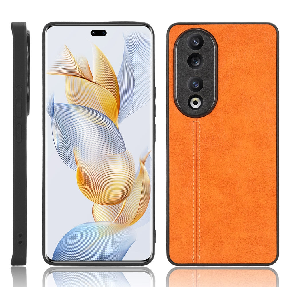 Honor 90 Pro Cow Pattern Sewing Back Cover Phone Case - Premium PU Leather Texture PC + TPU Shockproof Protective Case, Scratch Resistant Slim Lightweight Anti-Fingerprint Full Coverage Mobile Cover