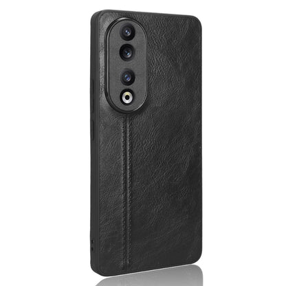 Honor 90 Cow Pattern Sewing Back Cover Phone Case - Premium PU Leather Texture PC + TPU Shockproof Protective Case, Scratch Resistant Slim Lightweight Anti-Fingerprint Full Coverage Mobile Cover