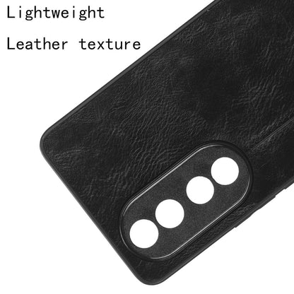 Honor 90 Cow Pattern Sewing Back Cover Phone Case - Premium PU Leather Texture PC + TPU Shockproof Protective Case, Scratch Resistant Slim Lightweight Anti-Fingerprint Full Coverage Mobile Cover