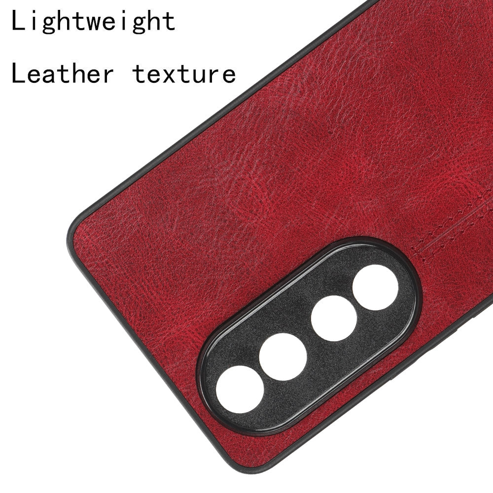 Honor 90 Cow Pattern Sewing Back Cover Phone Case - Premium PU Leather Texture PC + TPU Shockproof Protective Case, Scratch Resistant Slim Lightweight Anti-Fingerprint Full Coverage Mobile Cover