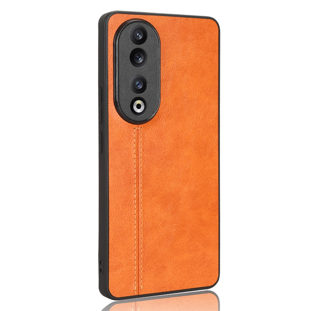 Honor 90 Cow Pattern Sewing Back Cover Phone Case - Premium PU Leather Texture PC + TPU Shockproof Protective Case, Scratch Resistant Slim Lightweight Anti-Fingerprint Full Coverage Mobile Cover