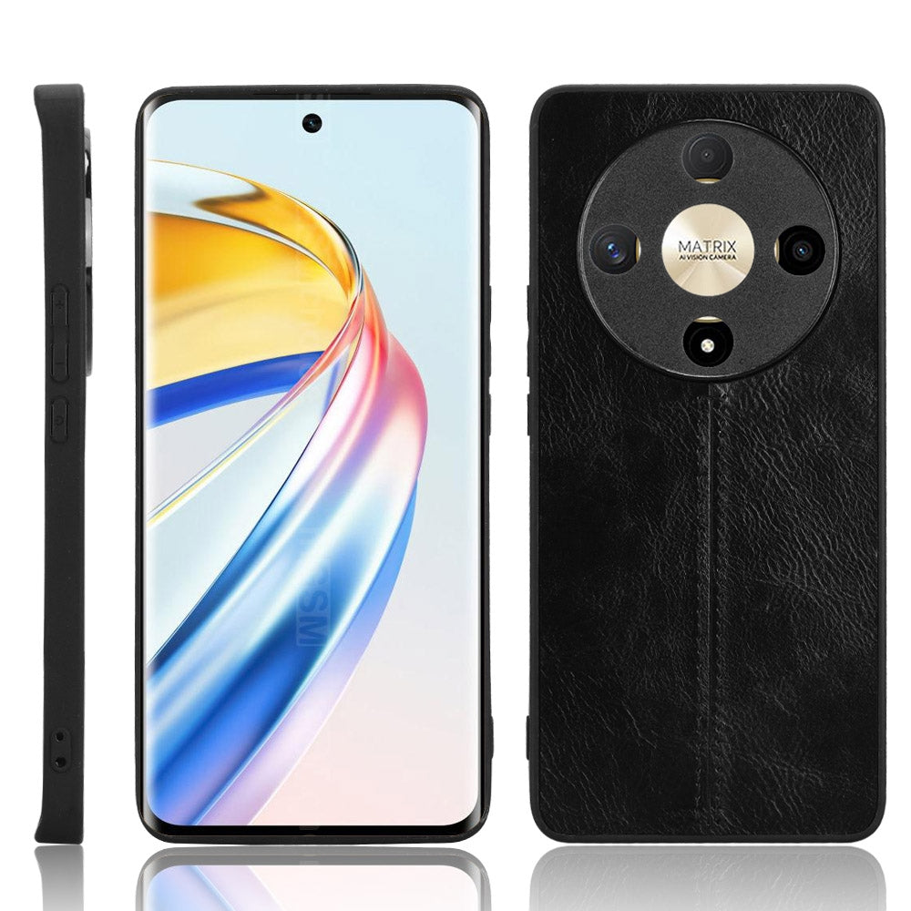 Honor X9b 5G Cow Pattern Sewing Back Cover Phone Case - Premium PU Leather Texture PC + TPU Shockproof Protective Case, Scratch Resistant Slim Lightweight Anti-Fingerprint Full Coverage Mobile Cover