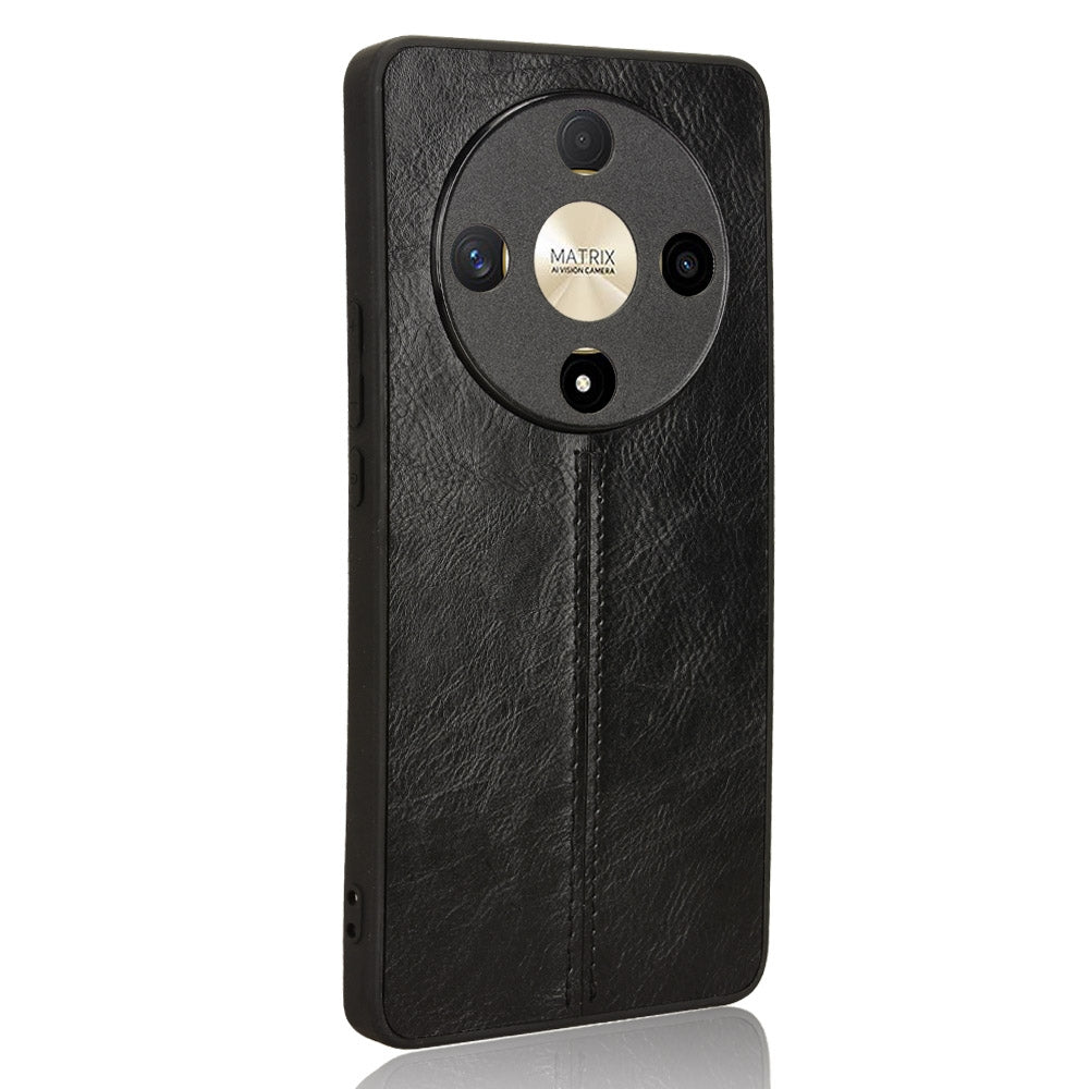 Honor Magic6 Lite Cow Pattern Sewing Back Cover Phone Case - Premium PU Leather Texture PC + TPU Shockproof Protective Case, Scratch Resistant Slim Lightweight Anti-Fingerprint Full Coverage Mobile Cover