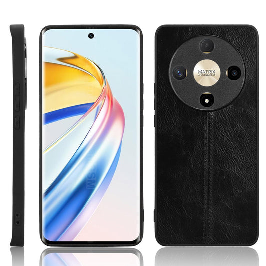 Honor Magic6 Lite Cow Pattern Sewing Back Cover Phone Case - Premium PU Leather Texture PC + TPU Shockproof Protective Case, Scratch Resistant Slim Lightweight Anti-Fingerprint Full Coverage Mobile Cover