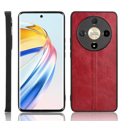 Honor Magic6 Lite Cow Pattern Sewing Back Cover Phone Case - Premium PU Leather Texture PC + TPU Shockproof Protective Case, Scratch Resistant Slim Lightweight Anti-Fingerprint Full Coverage Mobile Cover
