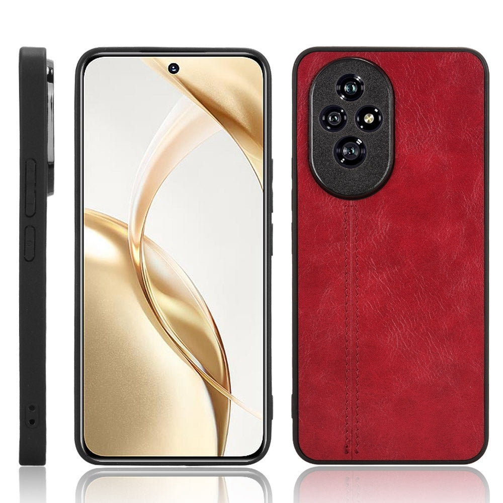 Honor 200 Cow Pattern Sewing Back Cover Phone Case - Premium PU Leather Texture PC + TPU Shockproof Protective Case, Scratch Resistant Slim Lightweight Anti-Fingerprint Full Coverage Mobile Cover