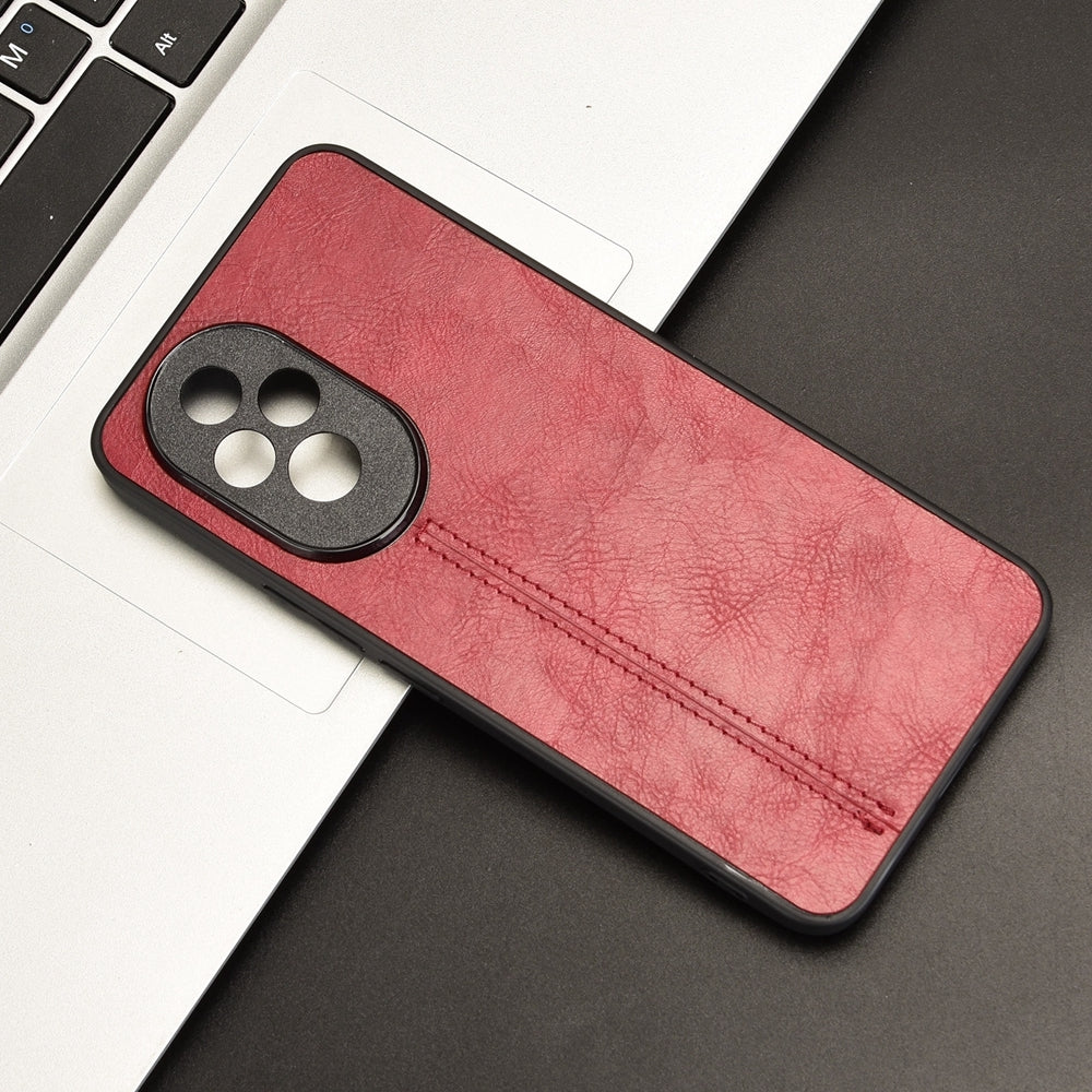 Honor 200 Cow Pattern Sewing Back Cover Phone Case - Premium PU Leather Texture PC + TPU Shockproof Protective Case, Scratch Resistant Slim Lightweight Anti-Fingerprint Full Coverage Mobile Cover