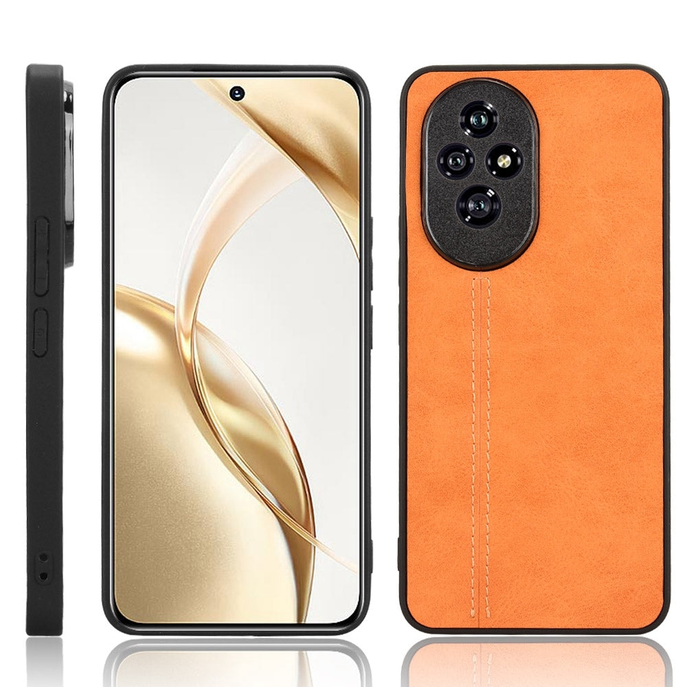 Honor 200 Cow Pattern Sewing Back Cover Phone Case - Premium PU Leather Texture PC + TPU Shockproof Protective Case, Scratch Resistant Slim Lightweight Anti-Fingerprint Full Coverage Mobile Cover