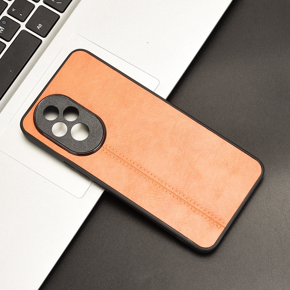 Honor 200 Cow Pattern Sewing Back Cover Phone Case - Premium PU Leather Texture PC + TPU Shockproof Protective Case, Scratch Resistant Slim Lightweight Anti-Fingerprint Full Coverage Mobile Cover