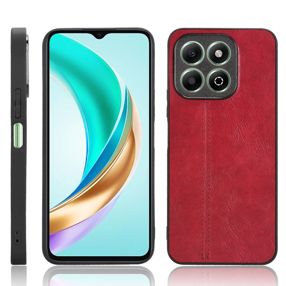 Honor X6b Cow Pattern Sewing Back Cover Phone Case - Premium PU Leather Texture PC + TPU Shockproof Protective Case, Scratch Resistant Slim Lightweight Anti-Fingerprint Full Coverage Mobile Cover
